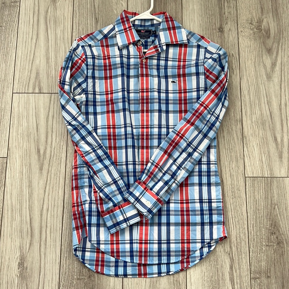 Mens vineyard vines long sleeve slim fit whale button down shirt size small